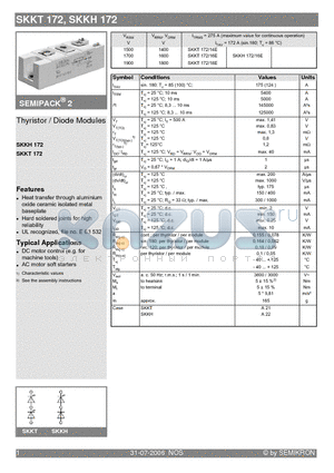 SKKH172 datasheet - Thyristor / Diode Modules