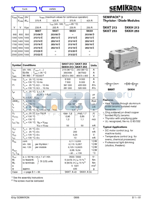 SKKH253 datasheet - Thyristor / Diode Modules