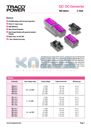 TED1211 datasheet - DC/DC Converter