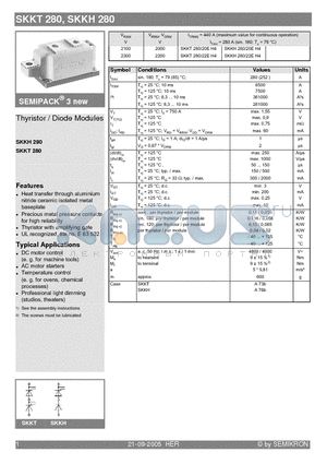 SKKH280/20EH4 datasheet - Thyristor / Diode Modules