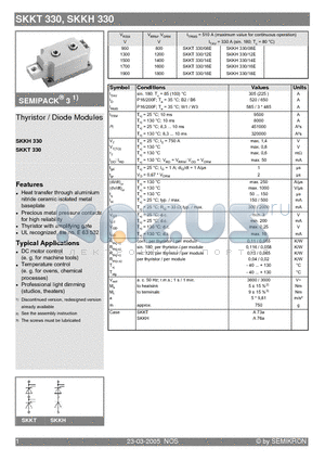 SKKH330/08E datasheet - Thyristor / Diode Modules