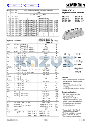 SKKH41 datasheet - Thyristor / Diode Modules