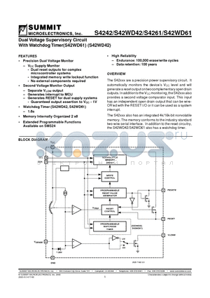 S4242P2.7P datasheet - Dual Voltage Supervisory Circuit With Watchdog Timer