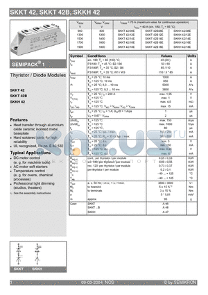 SKKH42/12E datasheet - Thyristor / Diode Modules