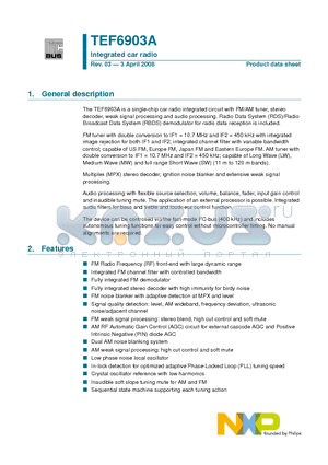 TEF6903A datasheet - Integrated car radio