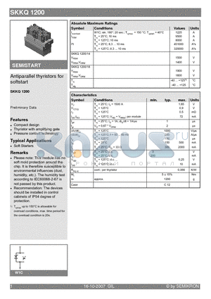 SKKQ1200 datasheet - Antiparallel thyristors for softstart