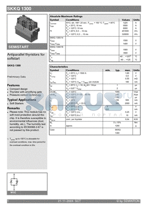 SKKQ1300 datasheet - Antiparallel thyristors for softstart