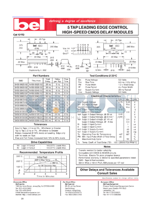 S450-0025-02 datasheet - 5 TAP LEADING EDGE CONTROL HIGH -SPEED CMOS DELAY MODULES