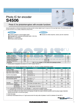 S4506 datasheet - Photo IC for photointerrupters with encoder functions