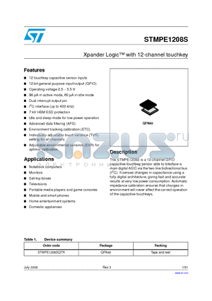 STMPE1208S_08 datasheet - Xpander Logic with 12-channel touchkey