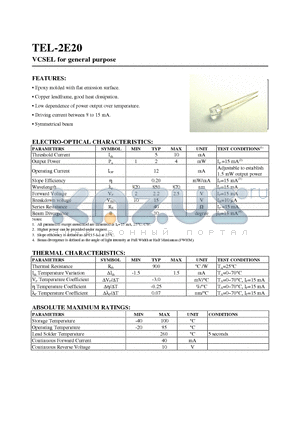 TEL-2E20 datasheet - VCSEL for gener al purpose