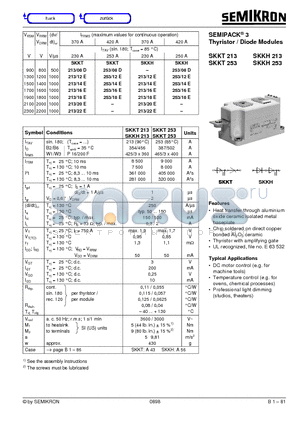 SKKT253 datasheet - Thyristor / Diode Modules