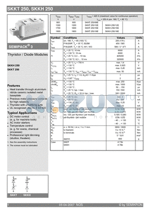 SKKT250 datasheet - Thyristor / Diode Modules