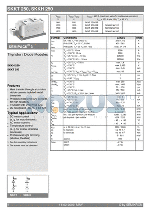 SKKT250_09 datasheet - Thyristor Diode Modules