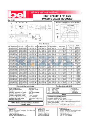 S470-1403-02 datasheet - HIGH-SPEED 14 PIN SMD PASSIVE DELAY MODULES