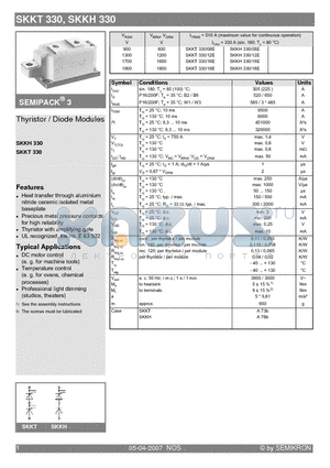 SKKT330/12E datasheet - Thyristor / Diode Modules