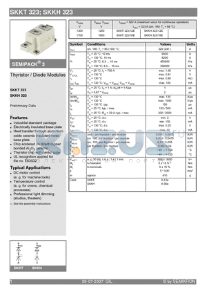 SKKT323 datasheet - Thyristor / Diode Modules