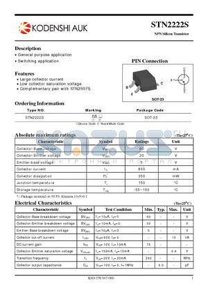 STN2222S datasheet - NPN Silicon Transistor