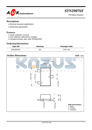 STN2907SF datasheet - PNP Silicon Transistor