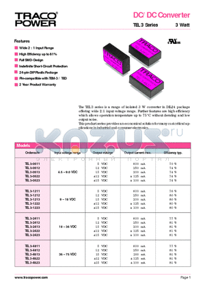 TEL3-0511 datasheet - DC/DC Converter