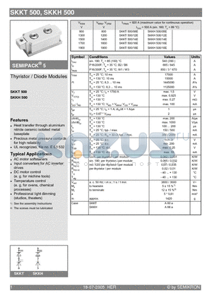 SKKT500 datasheet - Thyristor / Diode Modules