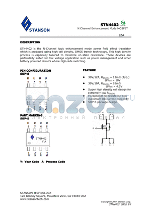 STN4402_V1 datasheet - N Channel Enhancement Mode MOSFET