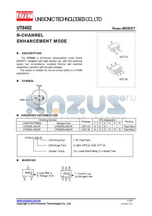 UT6402 datasheet - N-CHANNEL ENHANCEMENT MODE