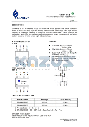 STN4412 datasheet - N Channel Enhancement Mode MOSFET