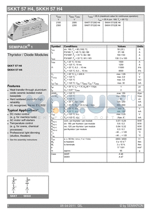 SKKT57H4 datasheet - Thyristor Diode Modules