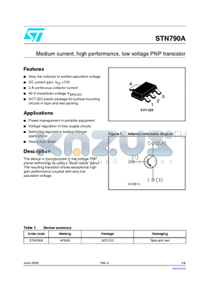 STN790A datasheet - Medium current, high performance, low voltage PNP transistor