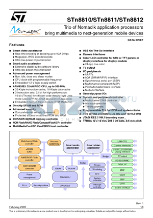 STN8810 datasheet - Trio of Nomadik application processors bring multimedia to next-generation mobile devices