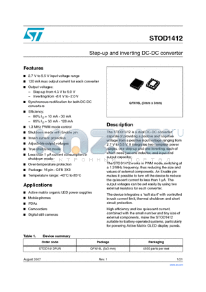 STOD1412PUR datasheet - Step-up and inverting DC-DC converter