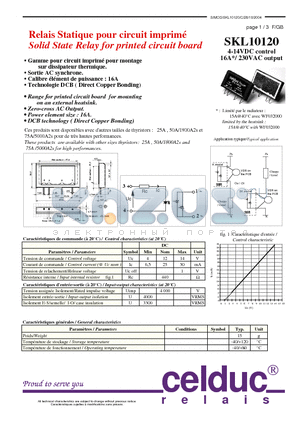 SKL10120 datasheet - Solid State Relay for printed circuit board