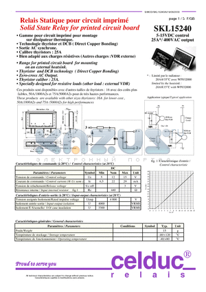 SKL15240 datasheet - Solid State Relay for printed circuit board