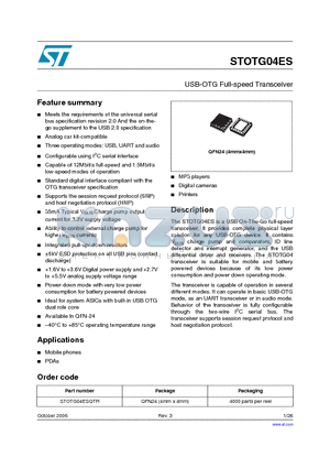 STOTG04ESQTR datasheet - USB-OTG Full-speed Transceiver