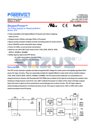 STP-35AMP5 datasheet - The Power Supply for Stepping Motors