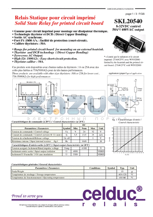 SKL20540 datasheet - Solid State Relay for printed circuit board