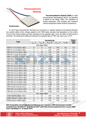 TEM219-1 datasheet - Thermoelectric Module