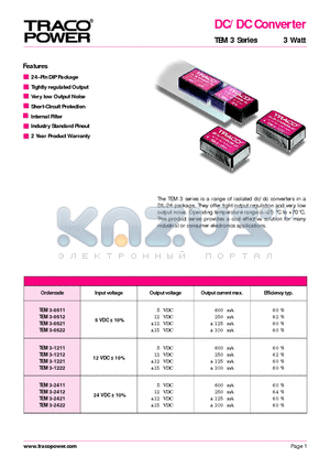 TEM3-0512 datasheet - DC/DC Converter