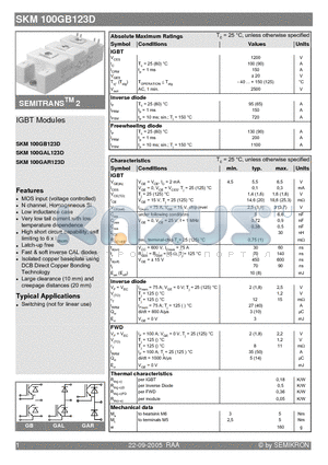 SKM100GAL123D datasheet - IGBT Modules
