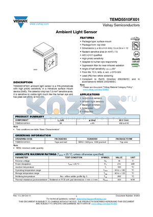 TEMD5510FX01_11 datasheet - Ambient Light Sensor