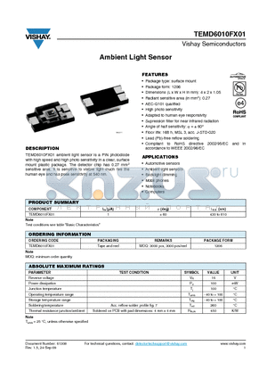 TEMD6010FX01_09 datasheet - Ambient Light Sensor