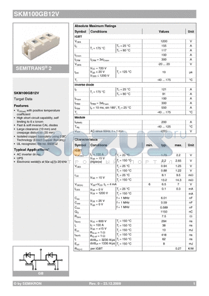 SKM100GB12V datasheet - Target Data