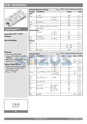 SKM100GD063DL_09 datasheet - Superfast NPT-IGBT Module