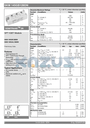 SKM145GAL128DN datasheet - SPT IGBT Module