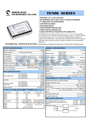 TEN06-05S05 datasheet - 6 WATTS OUTPUT DC-DC CONVERTER