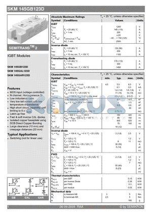 SKM145GB123D datasheet - IGBT Modules