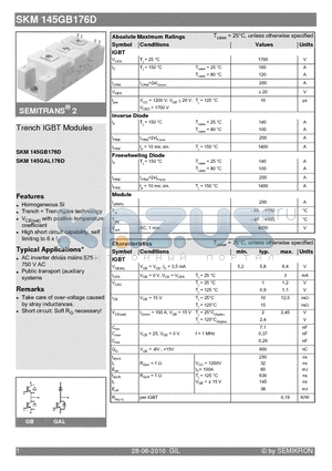 SKM145GB176D_10 datasheet - Trench IGBT Modules