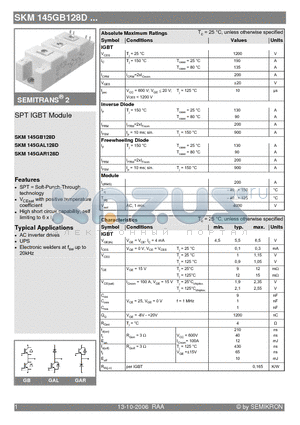 SKM145GAR128D datasheet - SPT IGBT Module