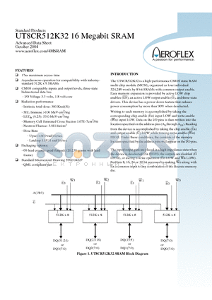 UT8CR512K32 datasheet - UT8CR512K32 16 Megabit SRAM